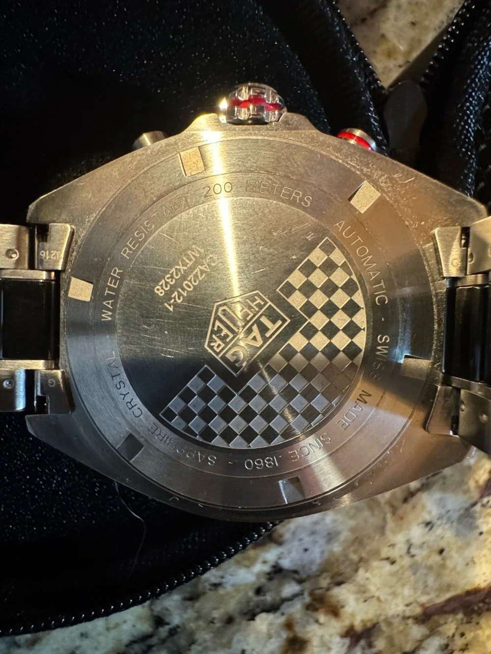 Tag Heuer Silver and Black Men's Toiletry/Watch Travel Case with Metal Bracelet